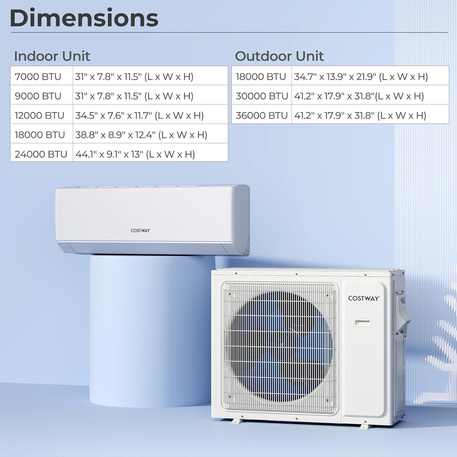 COSTWAY 30k Tri 3 Zone Mini Split Air Conditioner, 23 SEER2, 9k+12k+12k BTU, 208-230V, Wifi Enabled Multi Zones Mini Split AC Heat Pump Full Set, Ductless Energy Star