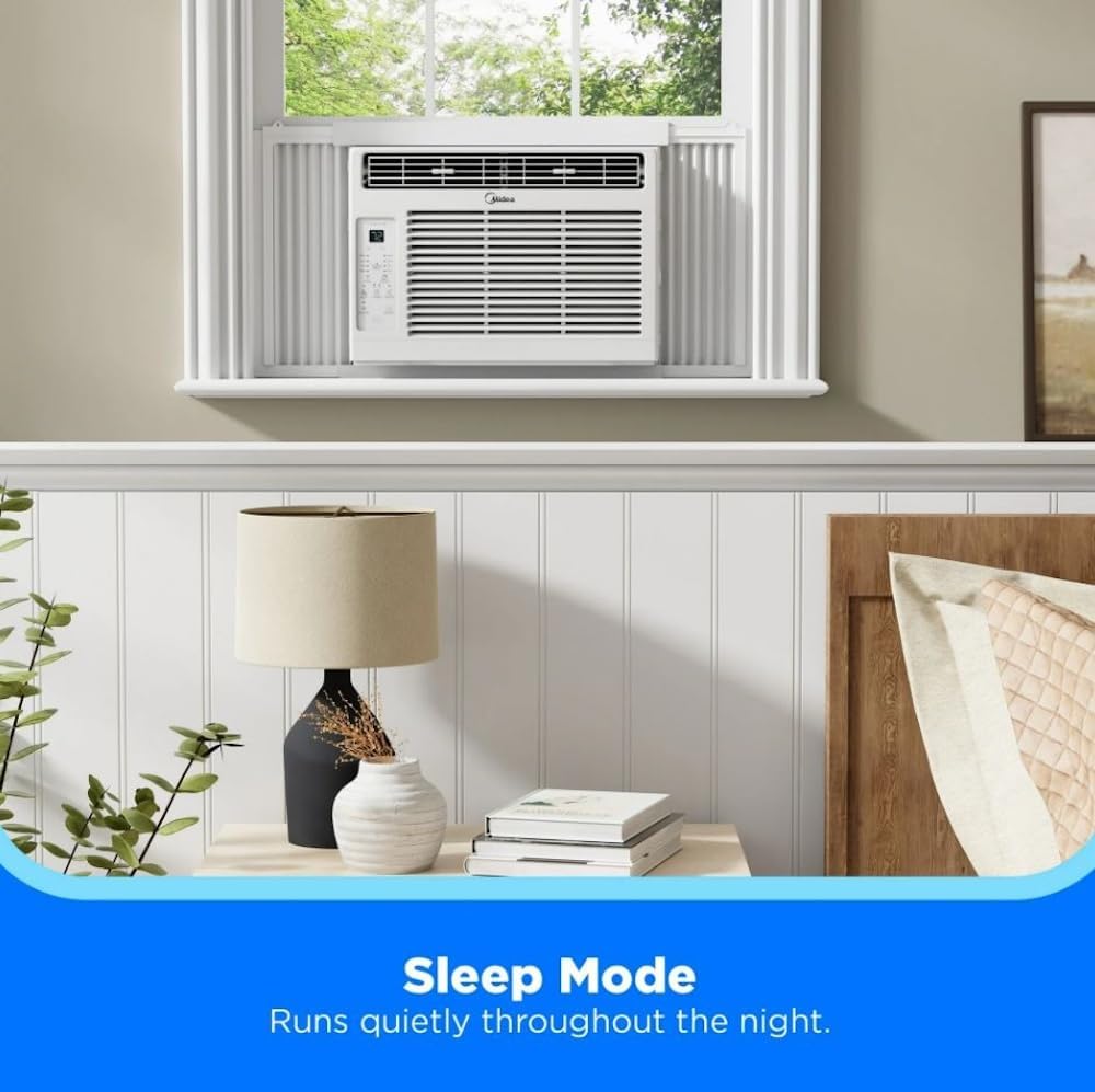 Midea 6,000 BTU 115V Window Air Conditioner w/Comfort Sense Remote, up to 250 Sq. ft., White, Cooling Modes: Cool, Dehumidify, Ventilate - MAW06R1WWT-T