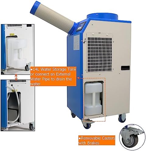 Industrial Air Conditioner Portable Spot Cooler 11900BTU/H Single Column Air-Cooled Commercial Mobile Outdoor Cooling Aircon 480m³/h 110V
