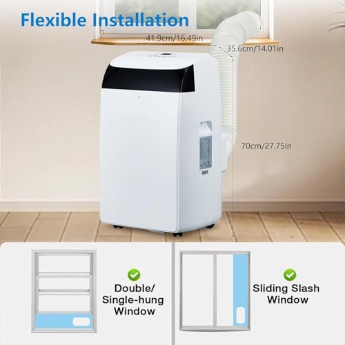 14,000 BTU Portable Air Conditioner - 3-in-1 Cooling, Fan & Dehumidifier for Spaces Up to 750 Sq.Ft
