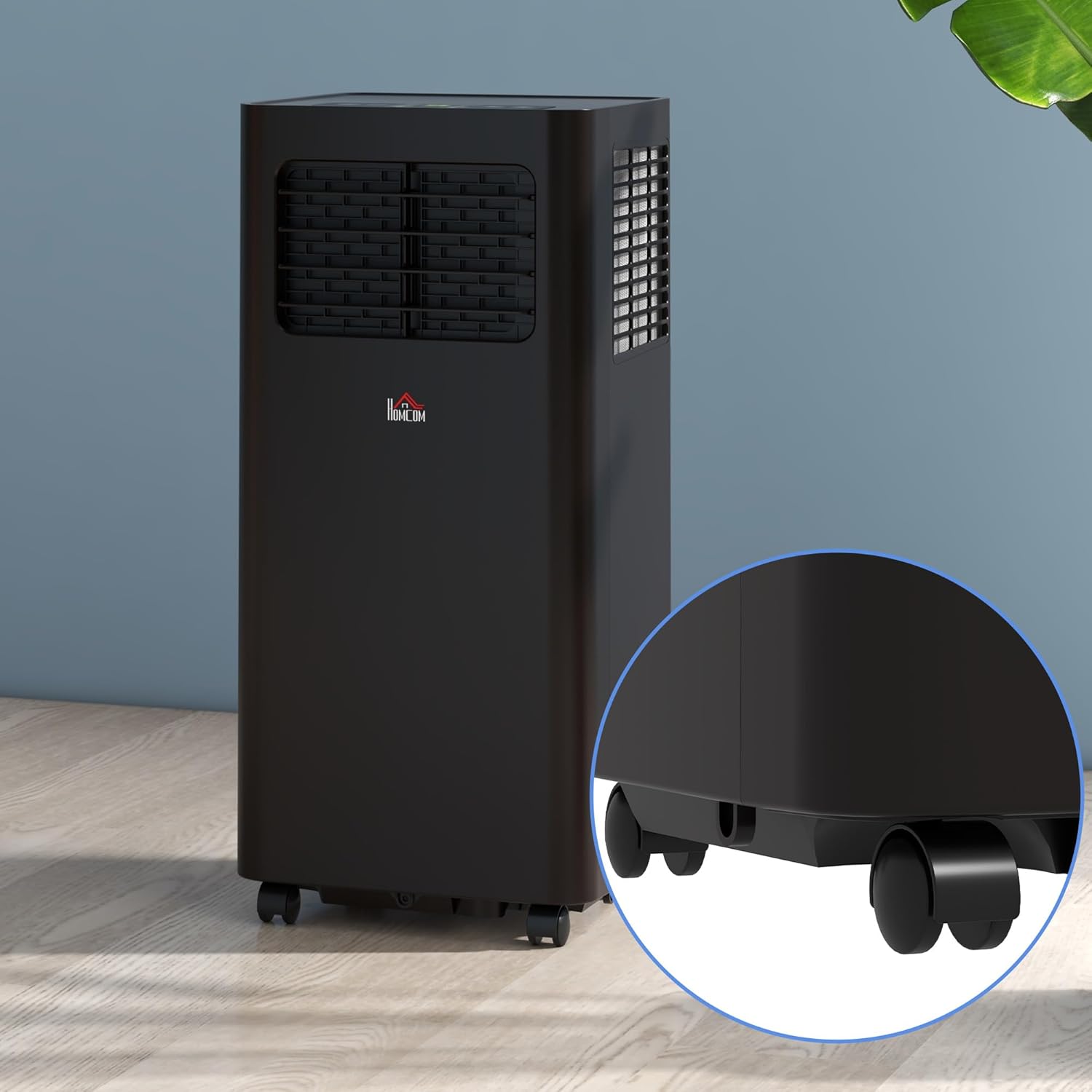 HOMCOM 8000 BTU Portable Air Conditioner for Rooms Up to 345 Sq. Ft., 3-in-1 AC Unit with Dehumidifier, Cooling Fan, Sleep, Remote, 24H Timer On/Off, Window Installation Kit, Black