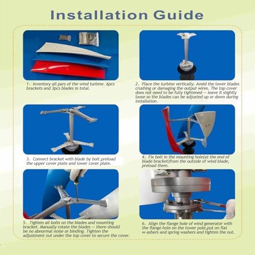 1000W Vertical Axis Wind Turbine Generator Kit - 3 Blades, Permanent Magnet, 12/24V, Controller Included, Quiet Design for Home, Boats & Street Lighting Solutions