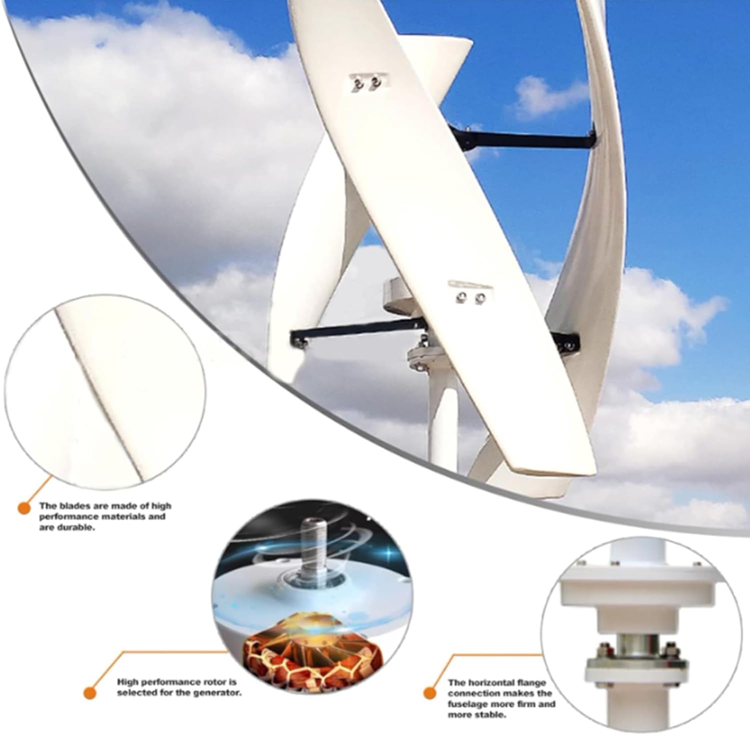 24v,BAOJUHUIKANG Portable Wind Turbines, with Controller And 3 Blades No Noise Vertical Magnetic Wind Generator,9000W 12V 24V 48Vsuitable for Streets/Gardens/Farms(White)