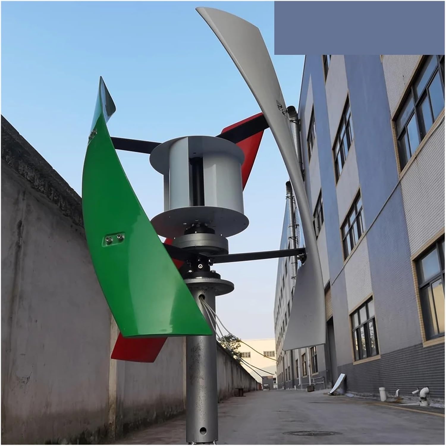 5KW Vertical Axis Wind Turbine Generator 24V 48V Low Noise Low Start Wind Speed Home Appliance for Off Grid System Output Industrial Energy(with Hybrid Charger,24V)