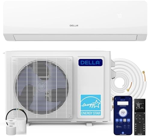 DELLA Serena 22 SEER2 18000 BTU Smart Wifi Mini Split Heat Pump Works with Alexa, Energy Star 1.5 Ton Pre-Charged 230V Ductless AC Unit Inverter System for Rooms up to 1000Sq.Ft, 16.4ft Install Kit