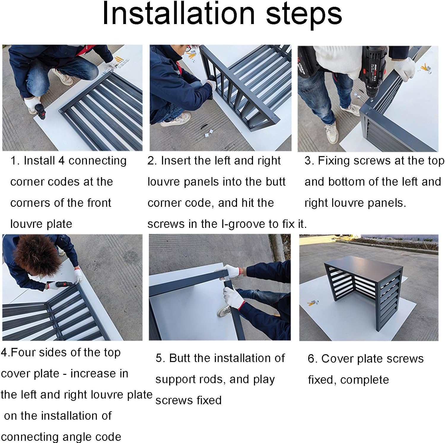 Aluminium Alloy Air Conditioner Rack Louvered Grille Detachable Air Conditioner Cover Outdoor Host Fence Shelves Shelter Decoration Rust-Free Rust (Color : Black, Size : 43.3x31.5x23.6in)