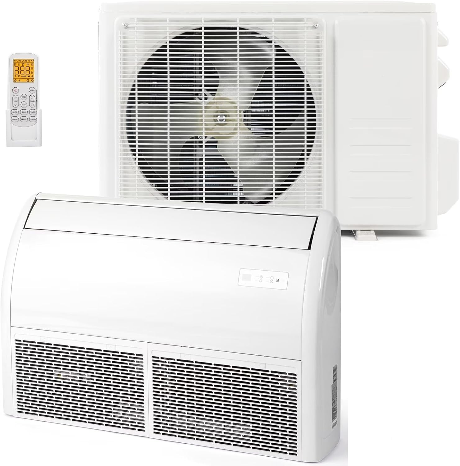 Bonnlo 22200 BTU Floor Ceiling Mounted Air Conditioner with Inverter & Remote Control, 23 SEER2 Ductless Mini Split AC/Heating System with Pre-Charged Condenser, Heat Pump & Installation Kit, 230V