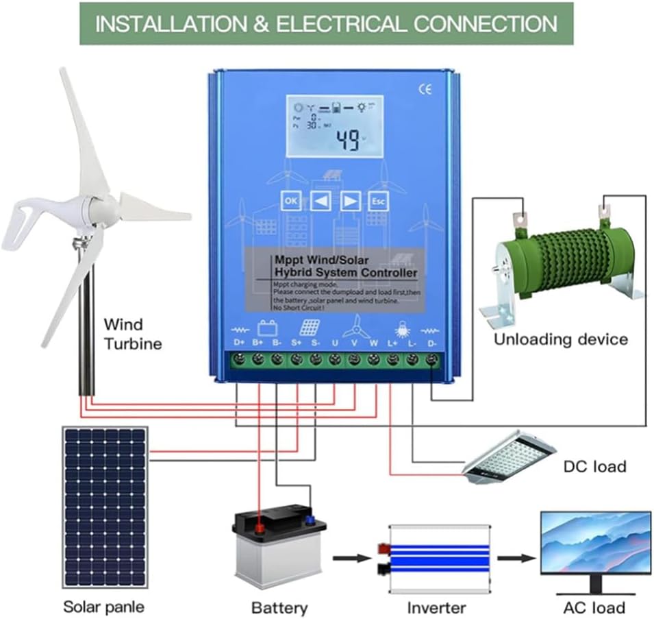 6000W Wind Solar Hybrid Controller, 12V/24V/48V LCD Display Multifunctional Wind Solar Controller,3000W Wind Turbine and 3000W Solar Hybrid MPPT Charge ,48V,220v