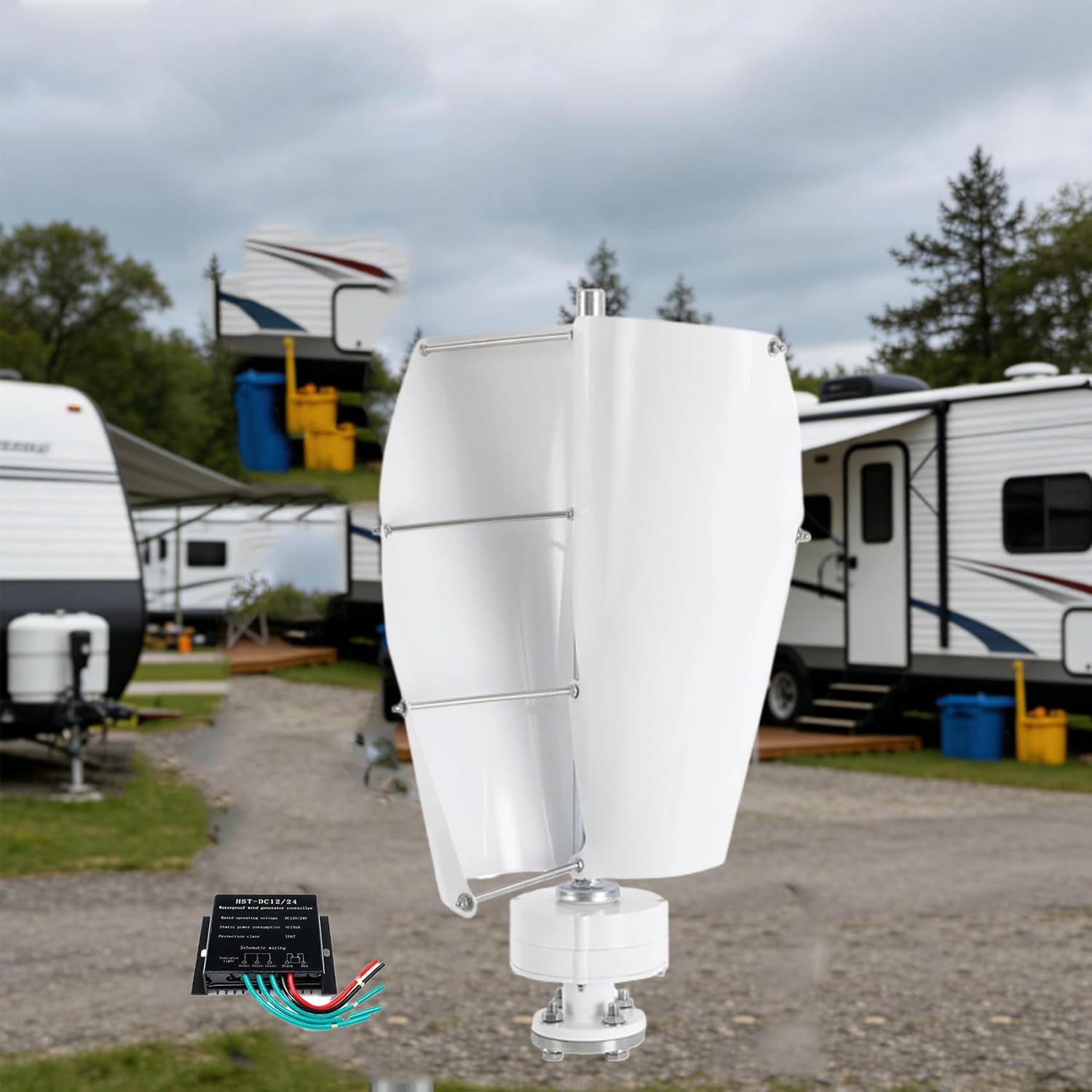 14000W 12V 24V 48V 220V Vertical Axis Wind Turbines Generator,with Controller 2 Blades Wind Turbines Kit for Home Camping (White)