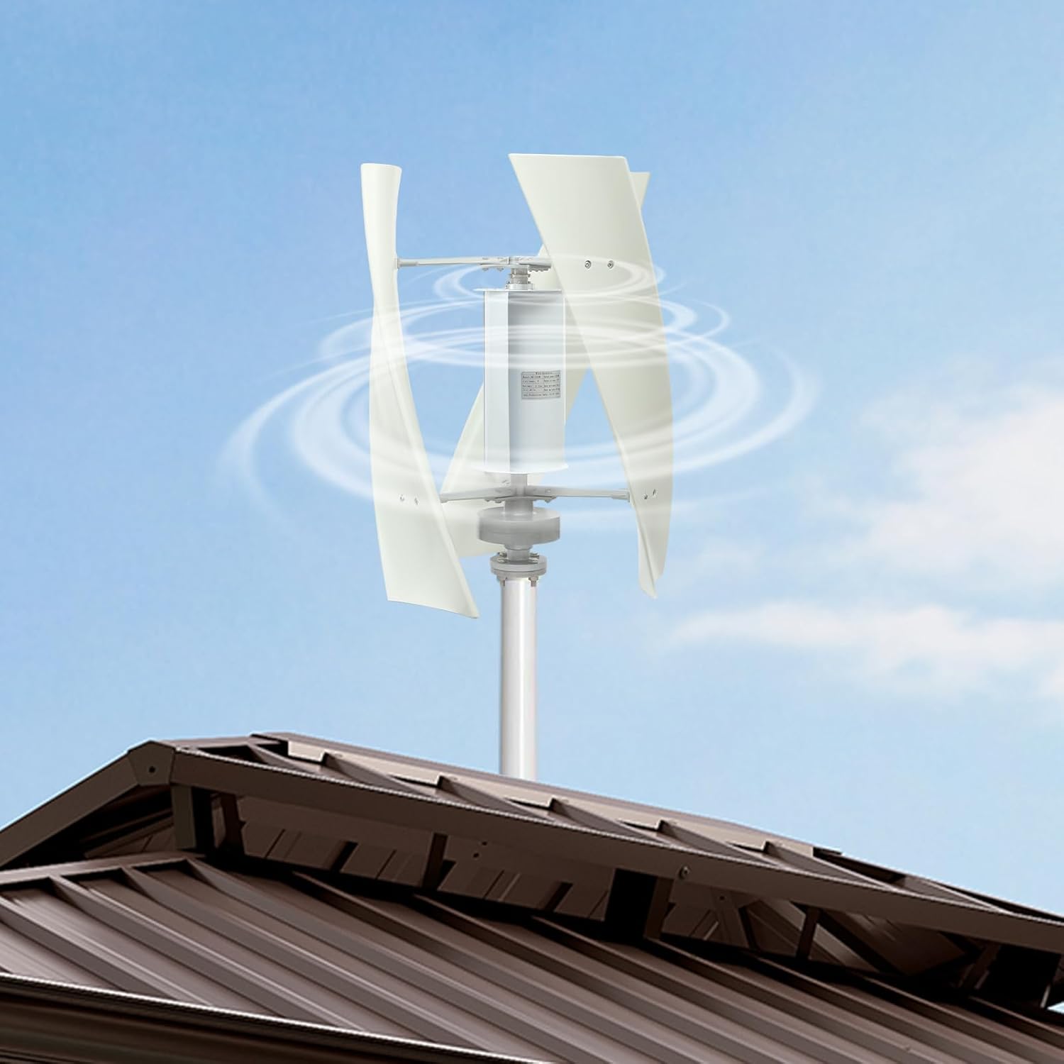 100W 12V/24V Vertical Axis Wind Turbine Generator with Maglev Technology, 30dB Wind Power Turbine Generator Kit with Controller for Home, Industrial, 5.59mph Start-up Wind Speed, White