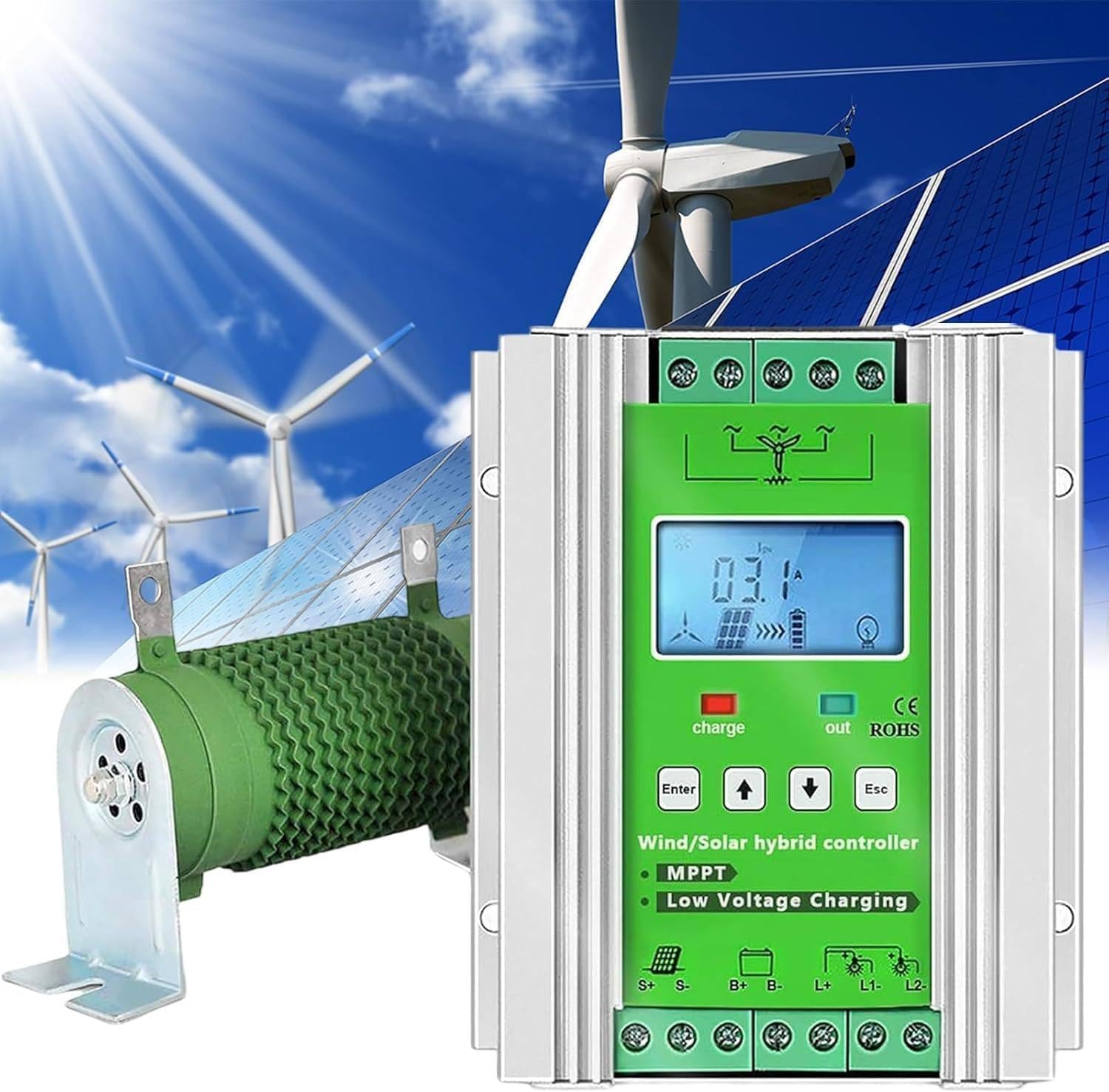 3000w/5000w/6000w/8000w Off Grid Mppt Wind Solar Hybrid Charge Controller,12v/24v/48v Battery Off Grid Controller,Wind Turbine Generator 48V-5000W