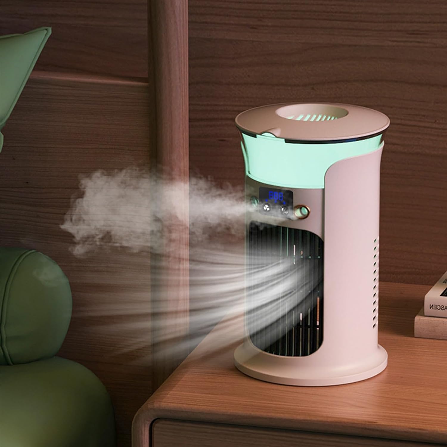 Portable Air Conditioner Ac Unit, 9” Evaporative Air Cooler, CoolingTower Fan For Bedroom, Outdoor, Indoor(Green)