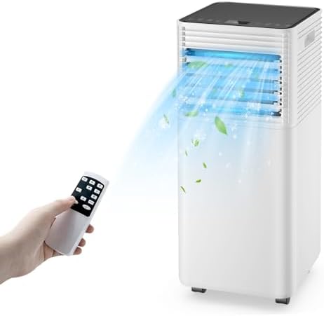 KOTEK Portable Air Conditioners, Air Conditioner for Rooms up to 350 Sq Ft, Ac Unit with Remote Control, 2 Speeds, 4 Modes, 24H Timer & Window Installation Kit for Home/Office/Dorms (Black, 10000 BTU)