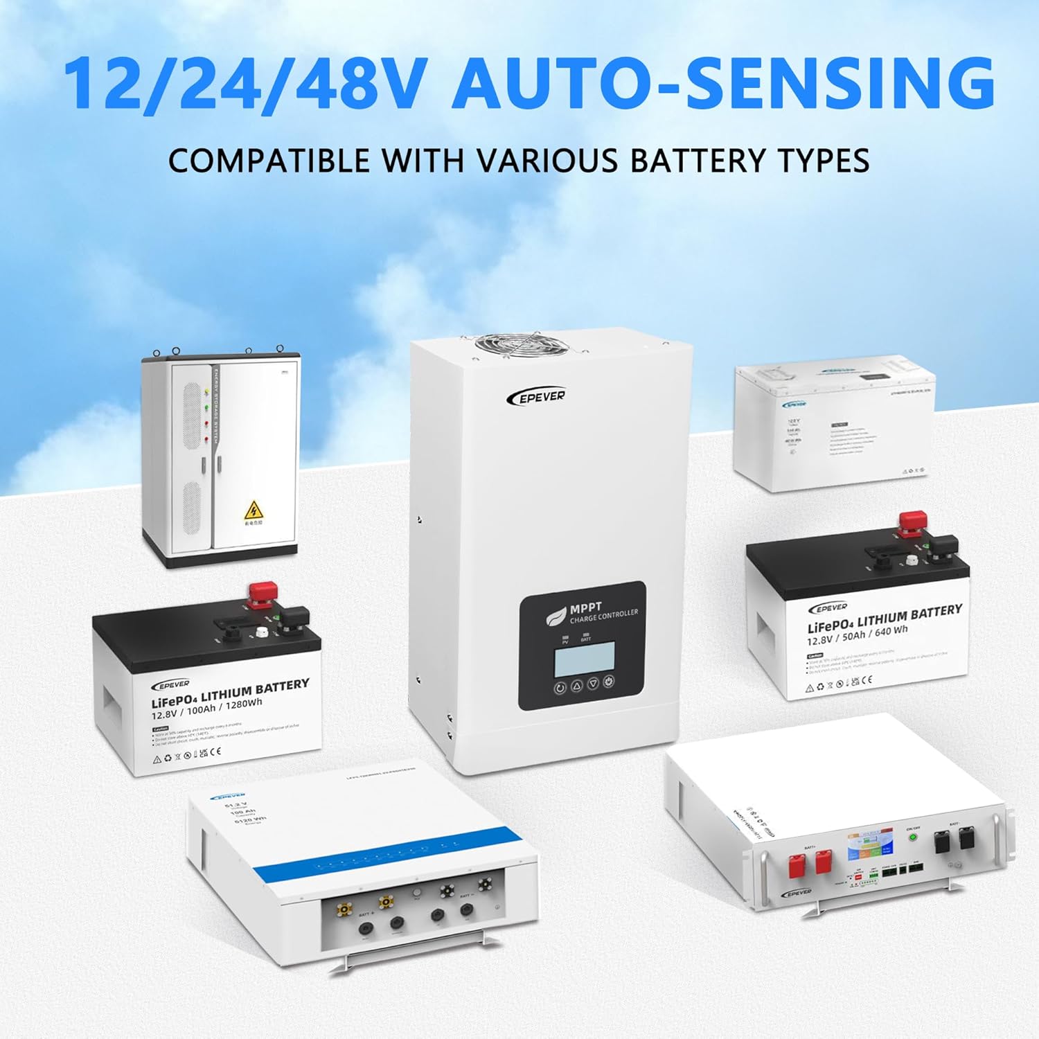 Epever 80A Mppt Solar Charge Controller TEP Series 12v/24v/48v Battery System Max PV 150V Works with Lifepo4 Batteries