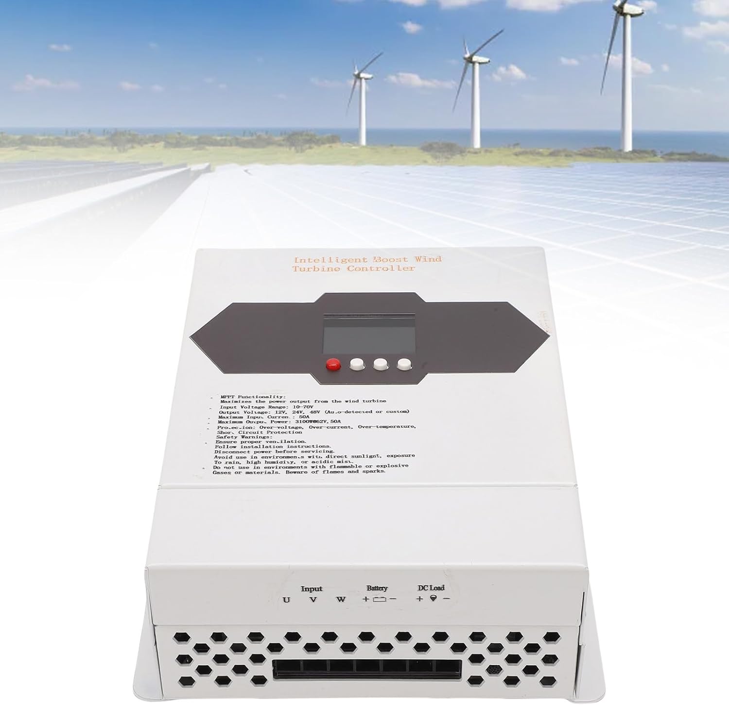 WALFRONT Boost MPPT 1000W Wind Charge Controller 12V/24V/48V Wind Power Digital Regulator with LCD Display Mppt Boost Charging for Home Boat Street Lights