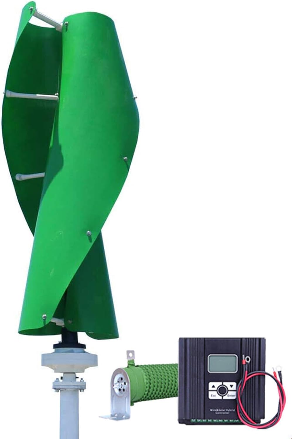12V 24V 2000w Permanent Magnet Vertical Wind Turbine Kit Vertical Axis Wind Turbine With MPPT Controller For Home Garden Boat Marine Monitoring (Mast Not Included) ( Color : Green B , Size : 12v )