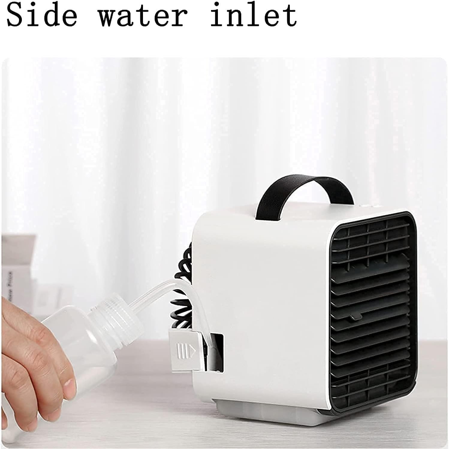 Portable Air Conditioner Fan, Mini Cooler with Large Capacity Water Tank and Fast Cooling Fan USB for Home, Office (Color : White)