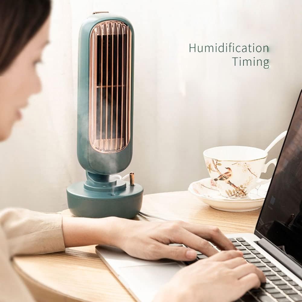Mini Air Conditioner, Portable Evaporative Air Cooler, 6H Timer, 3 Speeds, Multi-Function Humidifier Purifier for Bedroom Office (Color : Green)