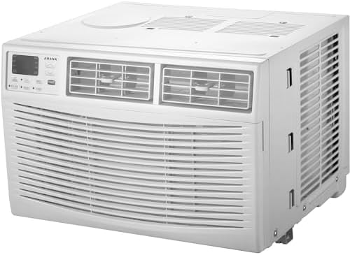 Amana 12,000 BTU Window Air Conditioner, 115V, Cools up to 550 Sq. Ft. for Bedroom, Living Room, Kitchen, with Remote Control, 24H Timer, 3-Speed, Auto-Restart, Digital Display, White