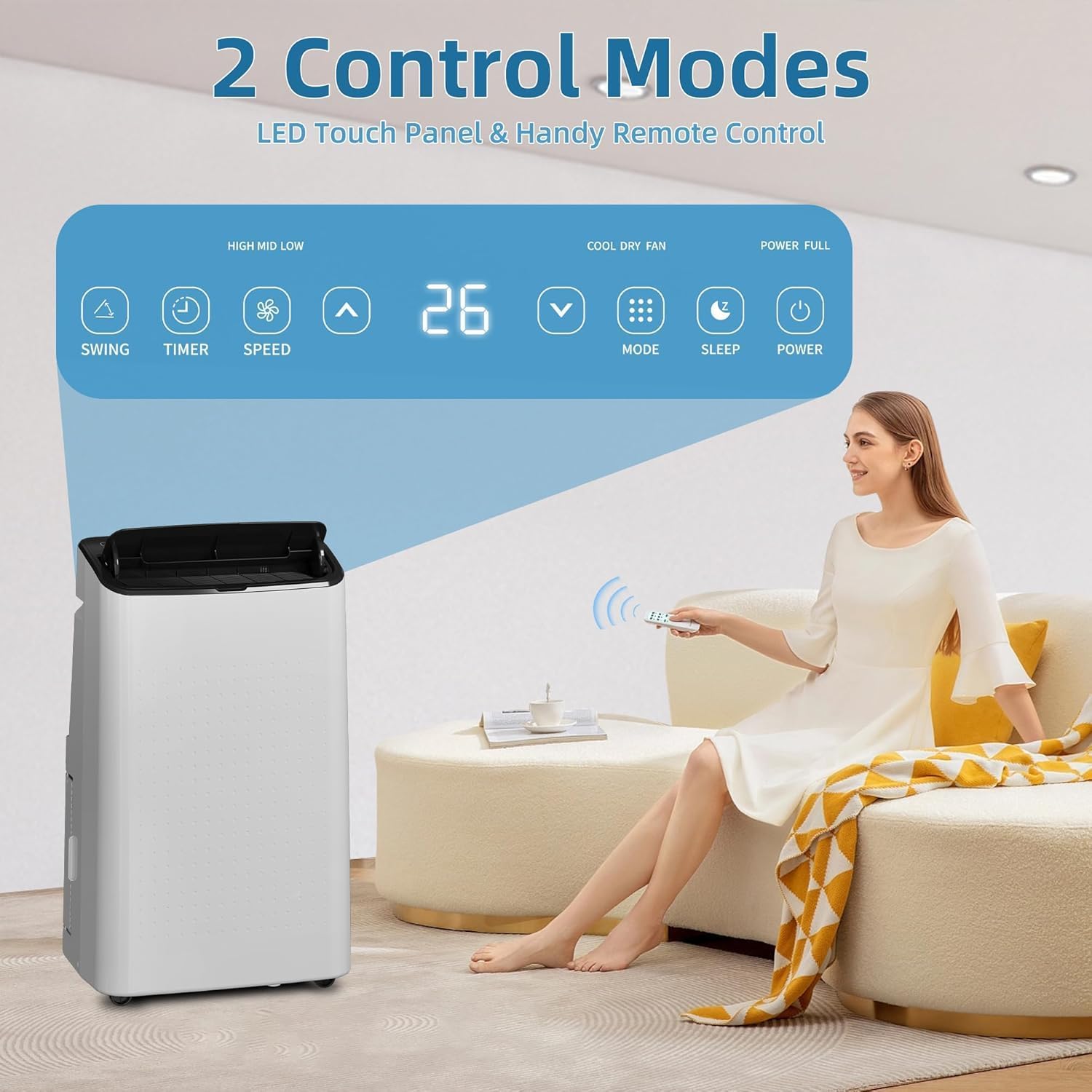 14,000 BTU Portable Air Conditioner for 550-750 Sq Ft 3-In-1 AC Unit with Cooling/Dehumidifier/Fan Modes, Remote, 24H Timer & Installation Kit for Home/Office/Dorm