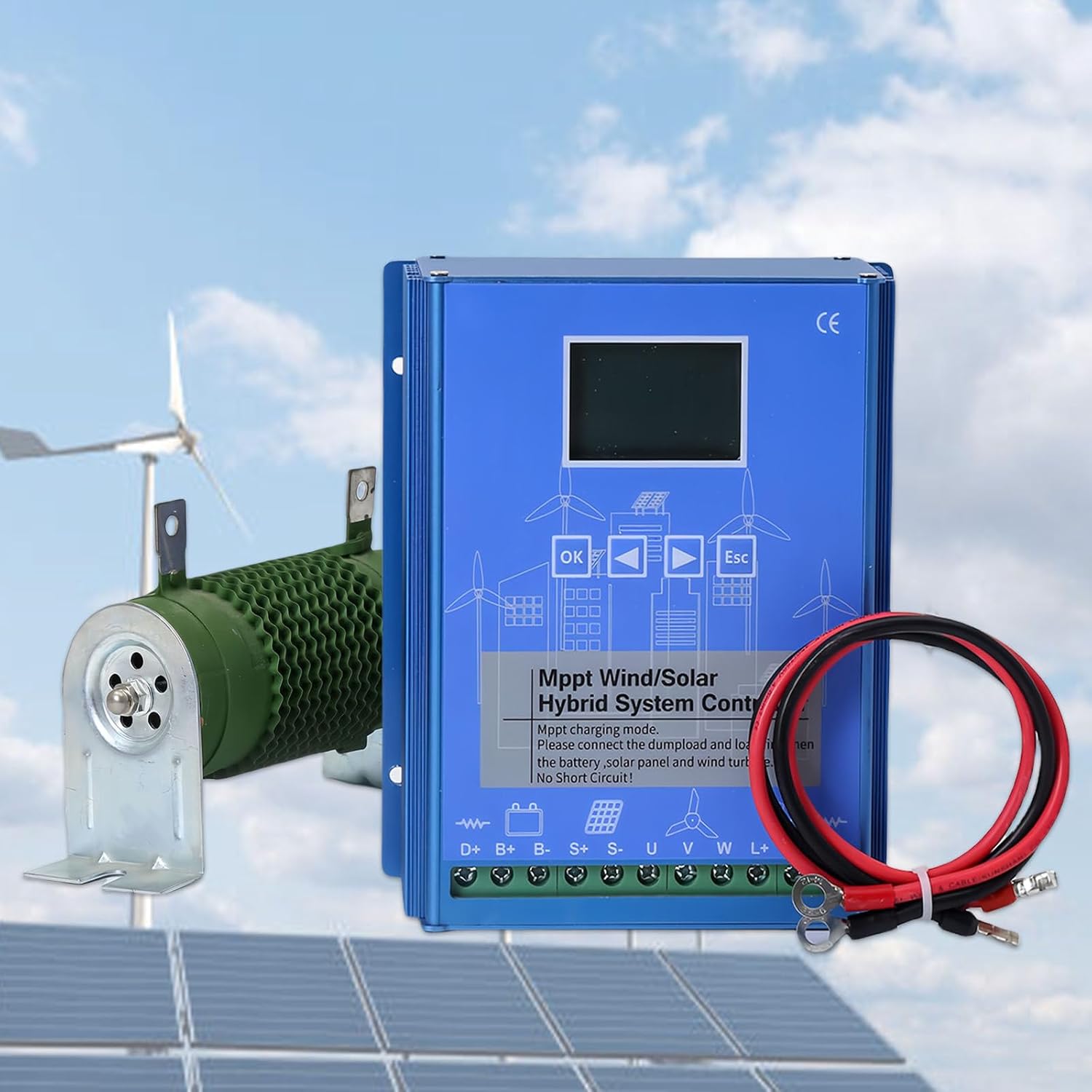 10000w-13000w Wind Solar Hybrid Charge Controller, 12v/24v/48v LCD Display Mppt Boost Charging Multifunctional Wind Solar Regulator, Mppt Charge Controller 48V-13000W