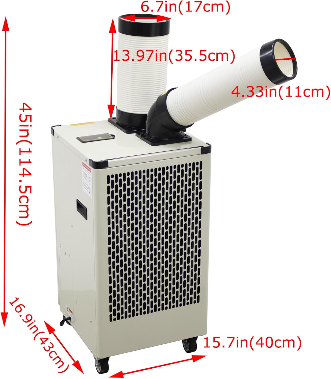 Industrial Portable Air Conditioner 110V,9180 BTU Commercial Spot Cooler with Single-Duct Exhaust for Warehouse Server Room Outdoor Work Sites Easy Install Includes Detachable Filter 1KW