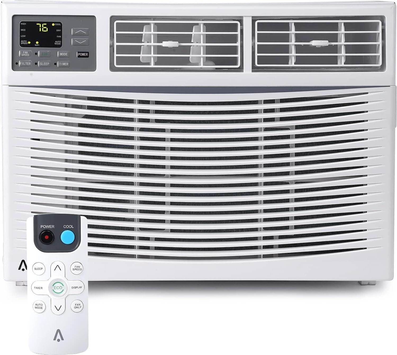10,000 BTU Window Air Conditioner, Eco & Auto Restart AC Cools Up to 450 Sq. Ft., Quiet Operation, 3 Fan Speeds, for Bedroom, Living Room