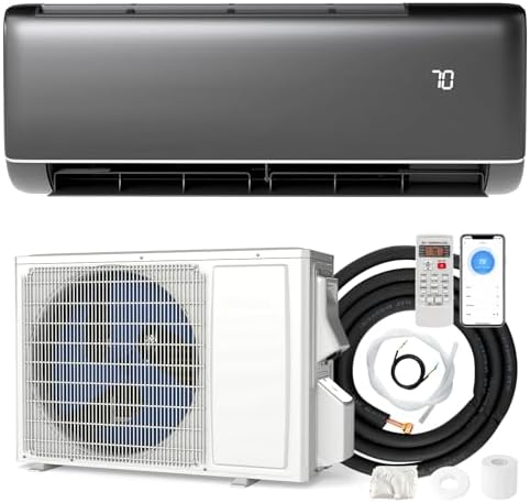 DORTALA 12000 BTU Mini Split Air Conditioner & Heater, 22 SEER2 115V Pre-Charged Inverter Heat Pump System with Remote Control, Installation Kit, Wall Mounted Ductless AC Unit, Dark Grey