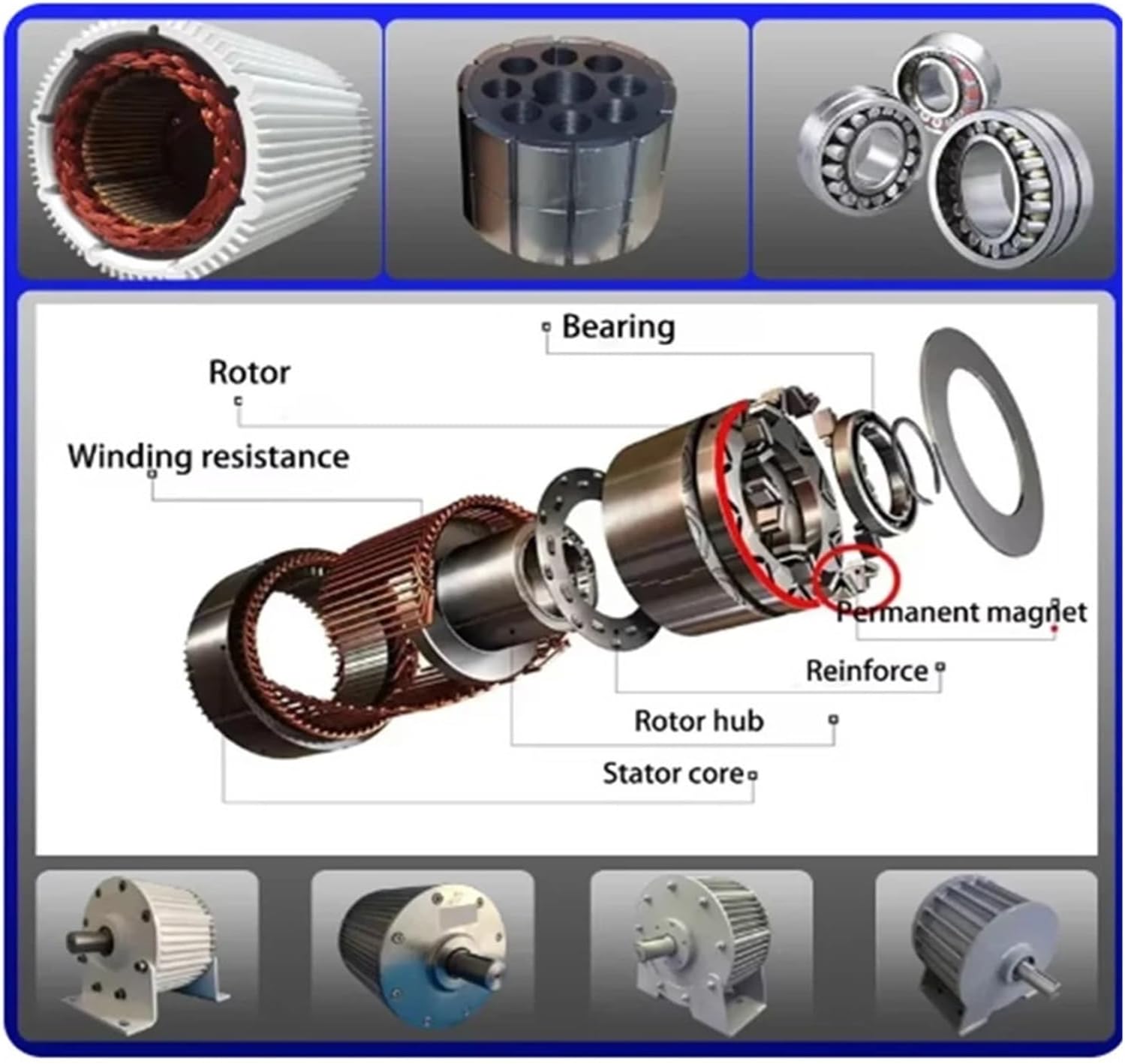 Low Speed 50KW 40KW Permanent Magnet Generator AC 3 Phase Wind Turbine 230V 380V Motors tor for Home Use Industrial Energy(12V_40KW)
