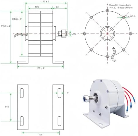 12000W 3 Phase Permanent Magnet Alternator - High Efficiency 12V/24V/48V Electric Generator for Wind Turbines, DIY AC Motor with Controller, Ideal for Renewable Energy Solutions