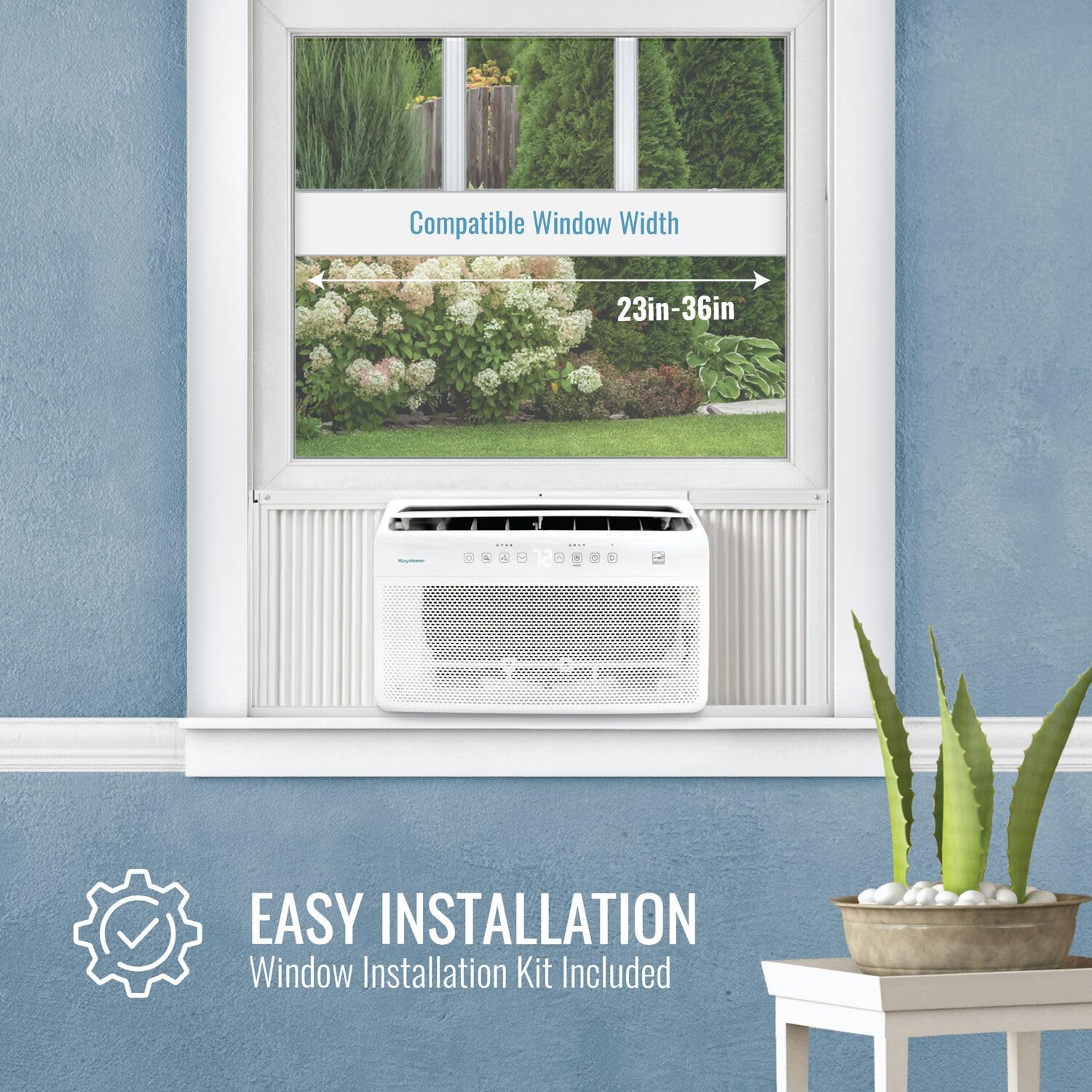 Keystone Energy Star 12,000 BTU Window Mounted Inverter Air Conditioner with Quiet, High Efficiency Operation and Remote, Window AC Unit for Apartment, Living Room, Medium-Large Rooms up to 550-Sq.Ft.