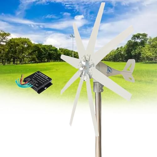 12000W Permanent Magnet Generator - Quiet Vertical Wind Turbine with 8 Blades, MPPT Controller, 12V/24V/48V for Marine, RV, Home & Wind Solar Hybrid Solutions
