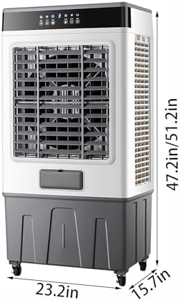 3-Speed Portable Air Conditioner Evaporative Cooler with Extra-Large Water Tank for Enhanced Cooling EfficiencySuitable for Large Rooms Gray 23.2in*15.7in*51.2in