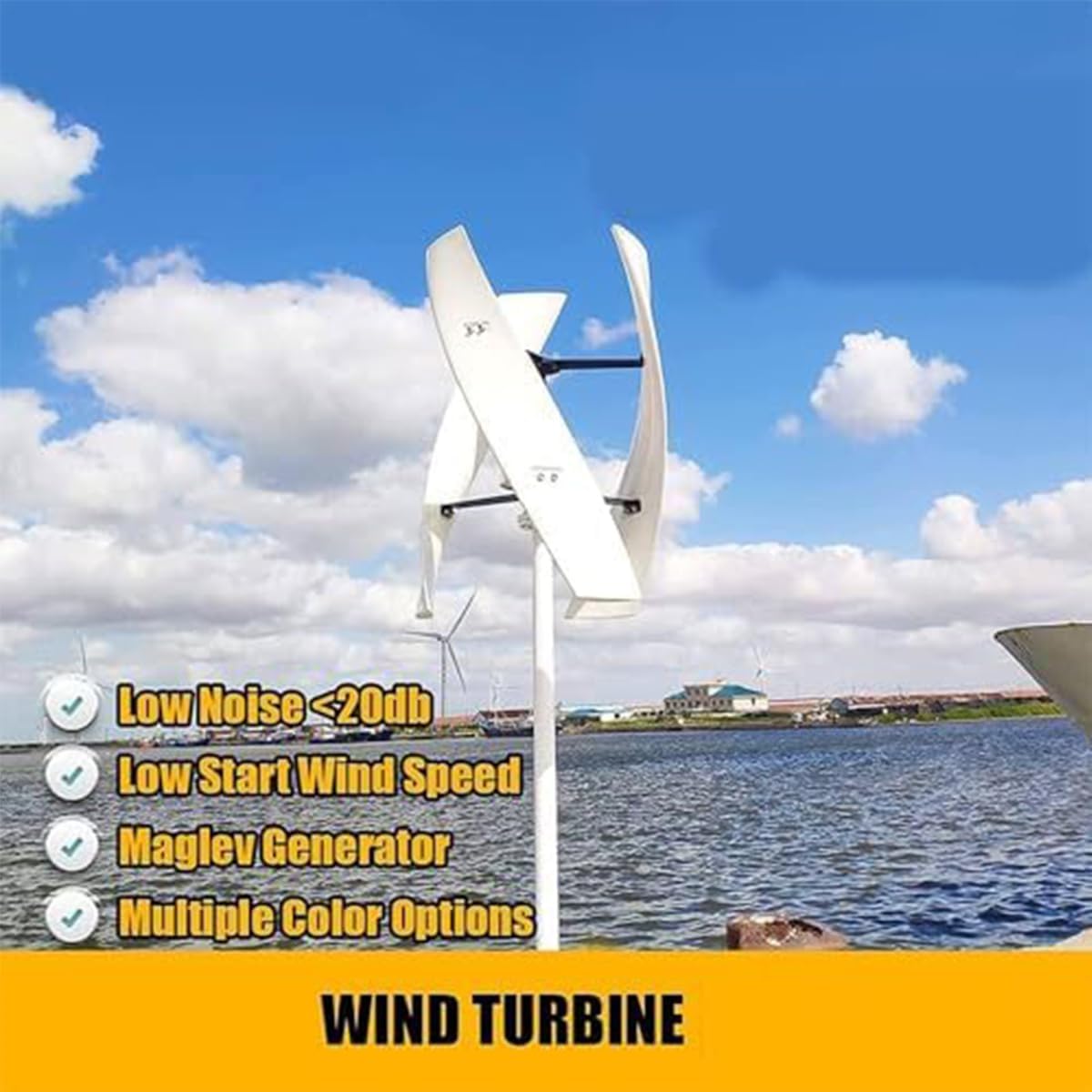 Vertical Axle Wind Turbines with MPPT Controller, 6000W 8000W 9000W 10000W No Noise Vertical Magnetic Levitation Upright Wind Turbine, 12V 24V 48V 220V with 3 Blades for Home Use (6000W, 24V)