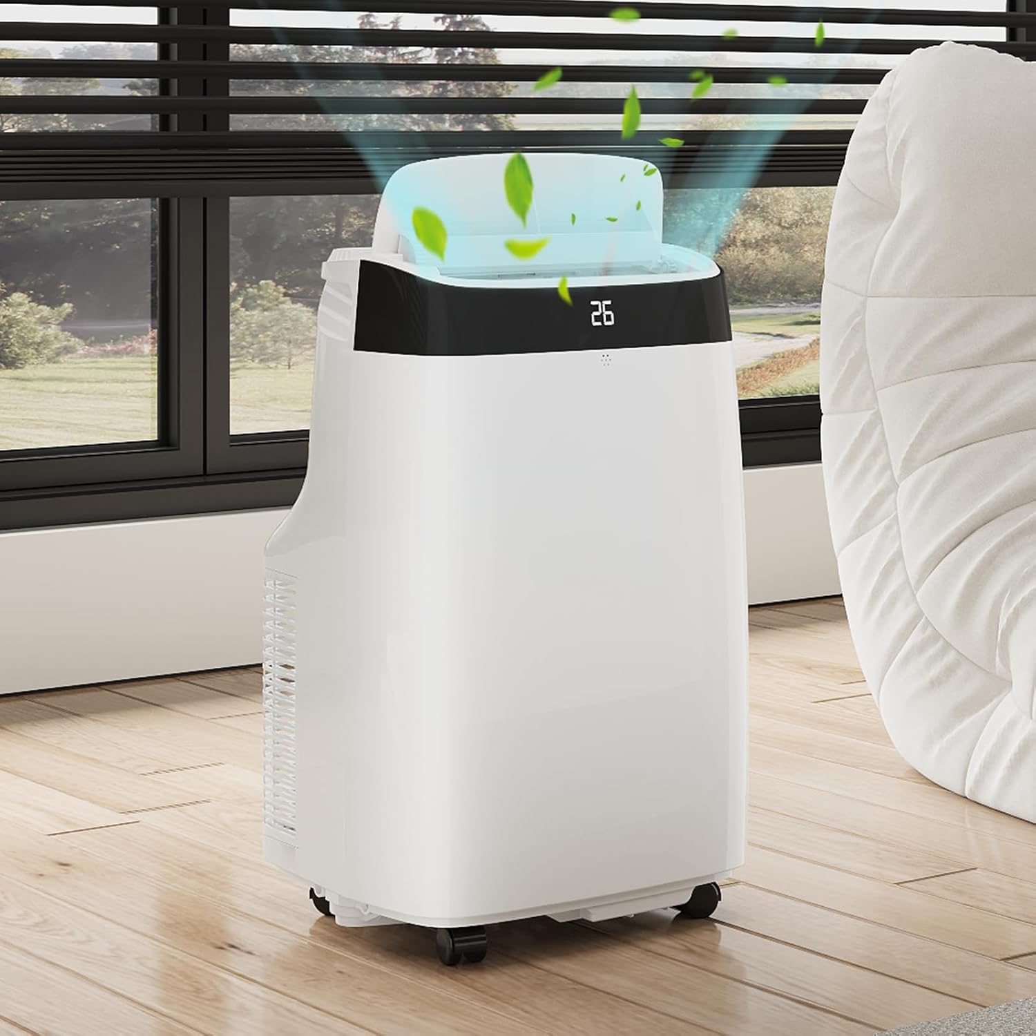 10,000 BTU Portable Air Conditioner, 3-In-1 Free-Standing Cooling AC Unit with Dehumidifier/Fan, Remote Control, Quiet Sleep Mode, 24H Timer, for Room Up 450 Sq. Ft, Black