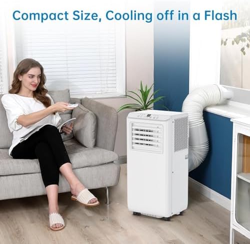 Portable Air Conditioners 8000 BTU, Remote Control AC Unit with 24H Timer, Low Noise & Energy Saving for Rooms Up to 350 Sq.Ft, Dorm, Office, Bedroom, White