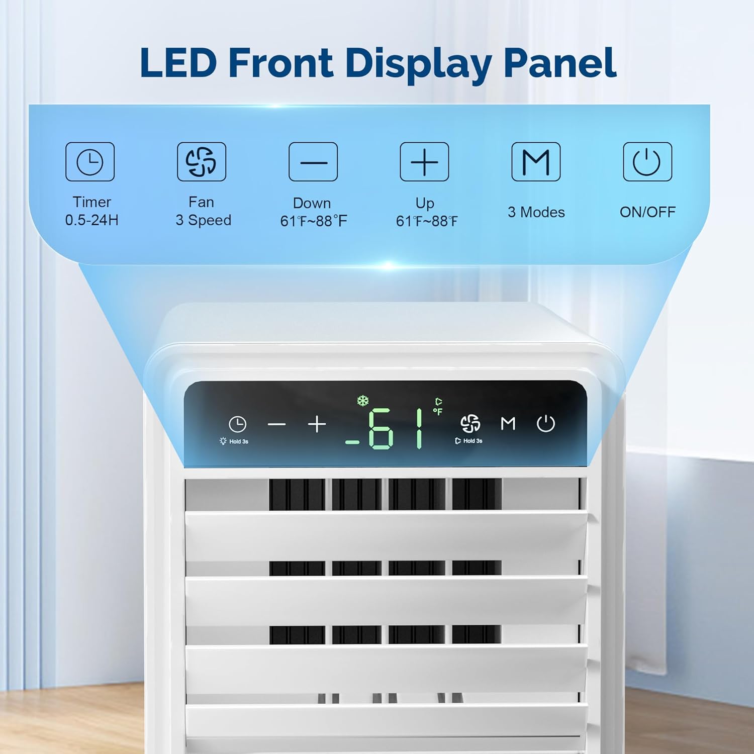 12,000 BTU Portable Air Conditioners with Digital Display, 3 IN 1 Free standing AC Unit with Dehumidifier & Fan Modes, Cools Room up to 500 sq.ft, Sleep Mode,24H Timer, Installation Kits Included