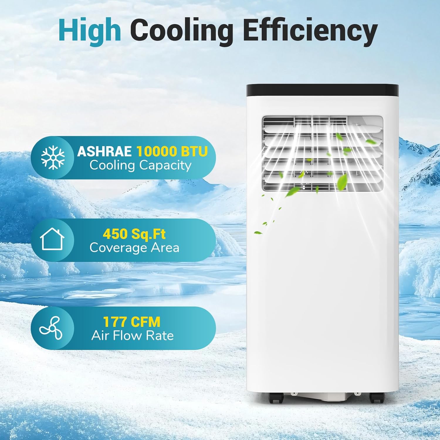 DORTALA Portable Air Conditioner 10000 BTU, 3-in-1 Portable AC with Remote Control, Dehumidifier, 24H Timer, Window Kit for 450 Sq.FT Apartment, Bedroom