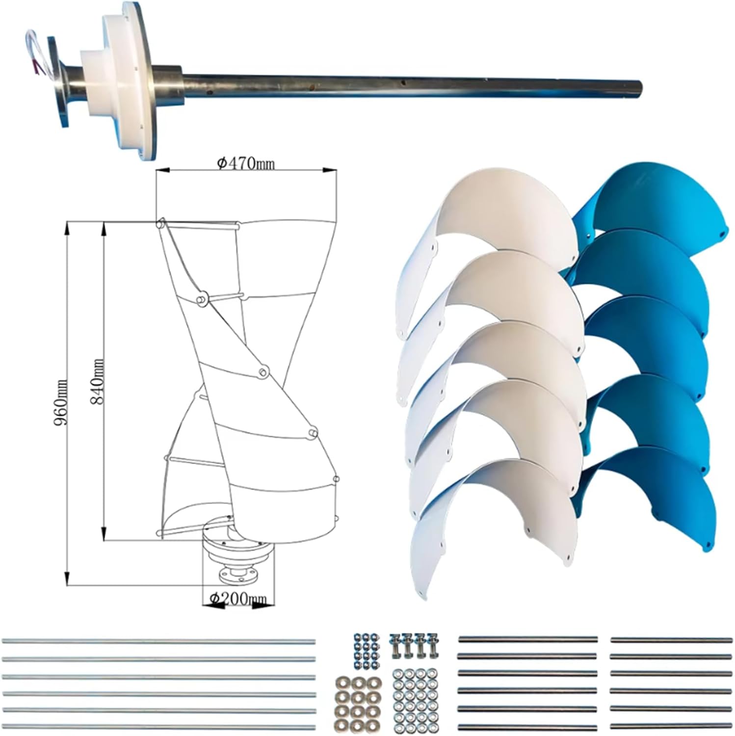 Wind Turbine Free Energy Windmill Generator 5000W 12V 24V 48V Three Phase Breeze Start Permanent Maglev Wind Turbine W/MPPT Controller