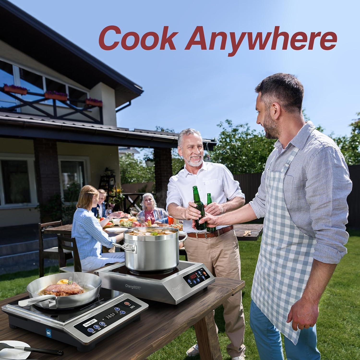 ChangBERT Portable Induction Cooktop 1800W NSF Certified Commercial Range Powerful Countertop Burner Pro Chef Professional Hot Plate Premium Stainless Steel Housing Schott Glass 10 Hours Timer