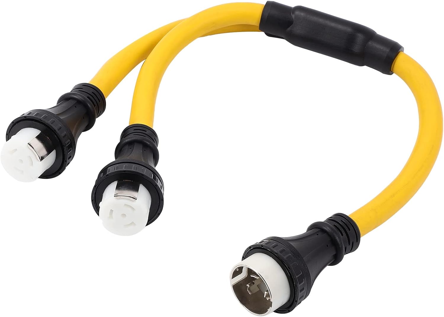 ONETAK NEMA SS2-50P to 2 Outlet SS2-50R Y Splitter STW 6 AWG 3 Feet 120V/240V 50 Amp Marine Shore Twist Lock Male Plug to Female Outlet Receptacle Generator Welder Dryer RV