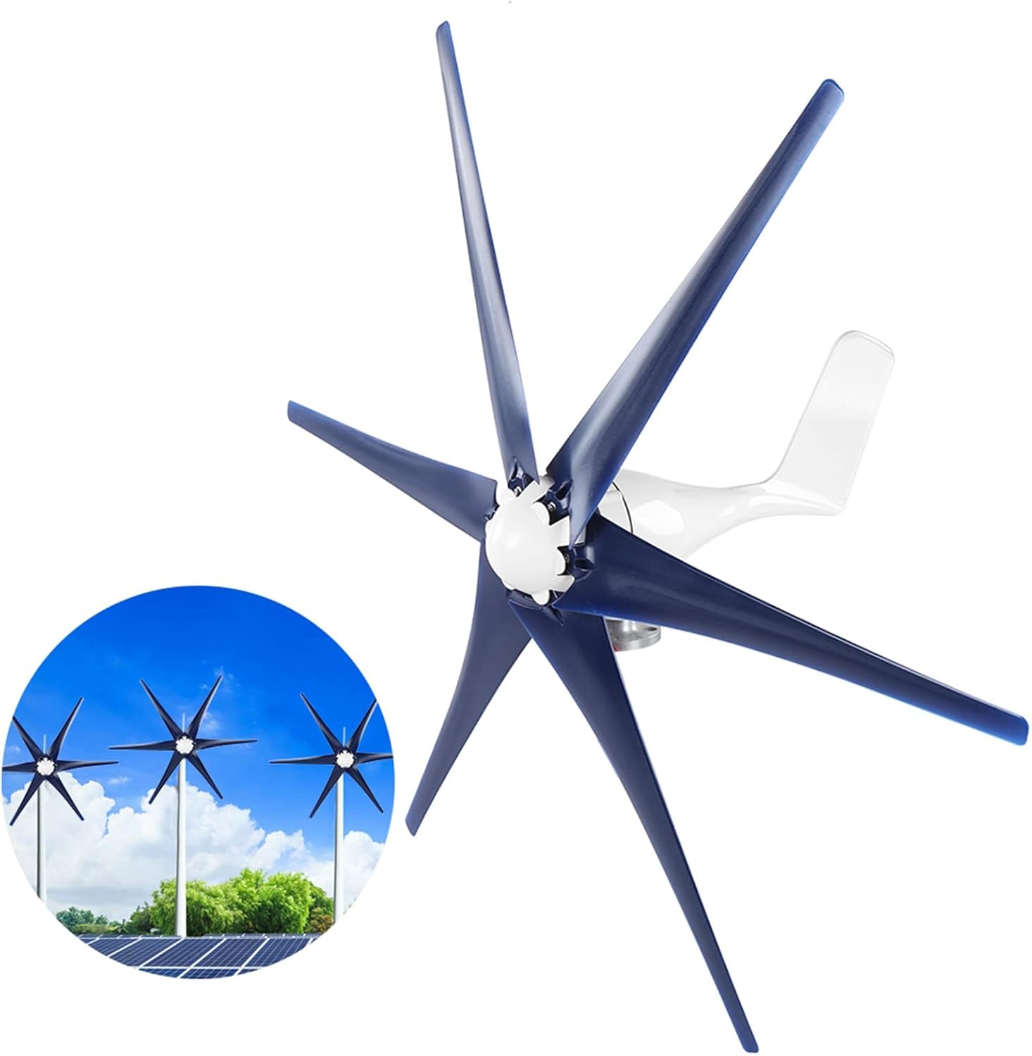 Acouto Wind Turbines Generator - 6 200W Power Supplies with Three Phase Alternator, Blue 12V, Portable and Easy to Install (12V)