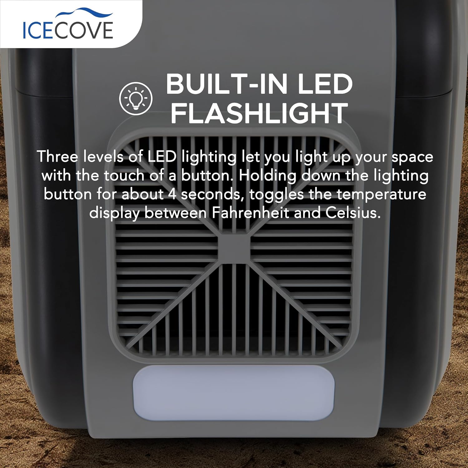 IceCove Portable Air Conditioner, 2500BTU Fast Cooling Car AC Unit, 250W Low Power Consumption, 25.5VDC, 2 Fan Speed, 3 Light Mode for Tent Camping RV Truck Van Life Home (Battery Not Included), Gray