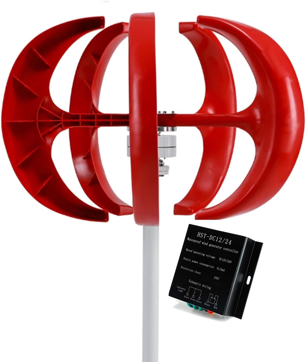 12V-220V Wind Turbine Generator,12000W 5 Blade 3 Phase AC Permanent Magnet Generator Wind Turbine Kit for Farm Power Generation (Red)