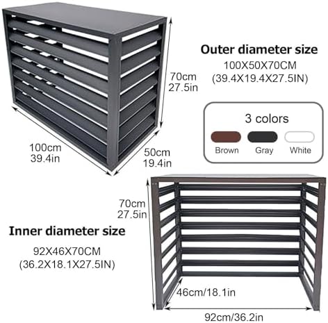 Air Conditioner Covers for Outside Units, Aluminum Air Conditioner Fence with Top Cover, Organize The Garden, for Plant Rack Privacy Screens(Gray,100cm)