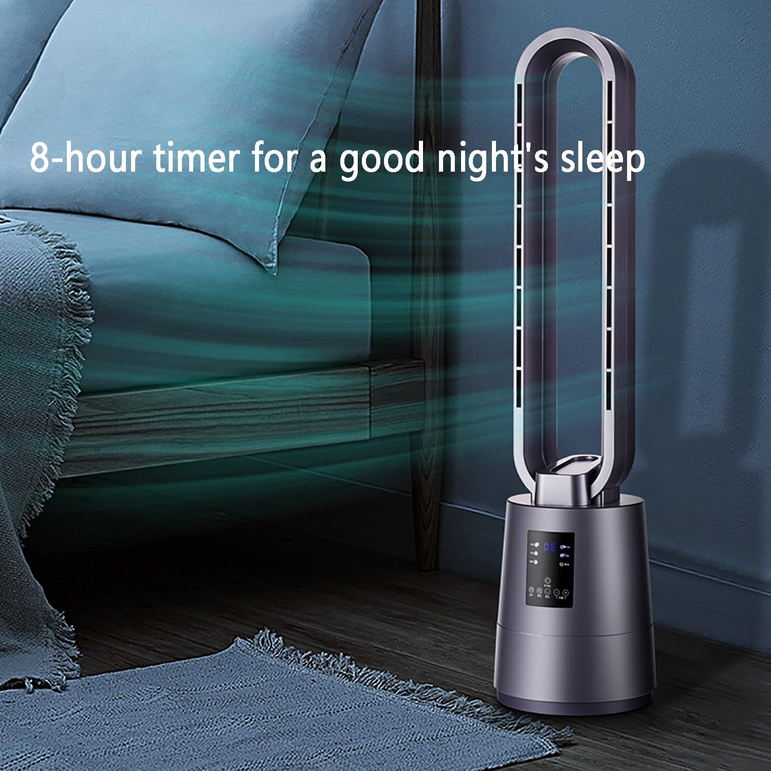 Tower Fan for Bedroom, 12 Speeds Floor Fan, 60° Oscillating Fans, Air Circulation Fan with Remote, 8H Timer, Standing Fans, Bladeless Fan Powerful for Home Office Room(White)