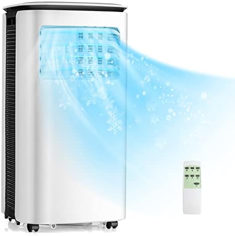 LDAILY 9,000BTU Portable Air Conditioner, 3-in-1 Rolling AC Unit w/Remote Control & Dehumidifier & Fan, 24H Smart Timer, Easy Assembly w/Window Kits, for Rooms up to 350 Sq Ft