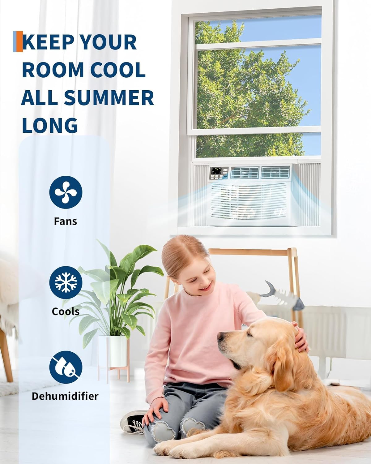 8000 BTU Small Window Air Conditioner with WiFi, Cools 350 Sq. Ft., App, Remote Control,24H Timer&Sleep Mode, Energy Saving Window AC Unit,Easy Install Kit for Bedroom, Living Room, white