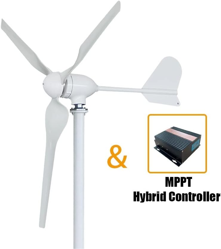 Wind Turbine, Horizontal Energy Wind Generator 1500W Turbine MPPT Controller 12v 24V 48V Low Noise Medium Windmill Household Small(MPPT Controller,24V)