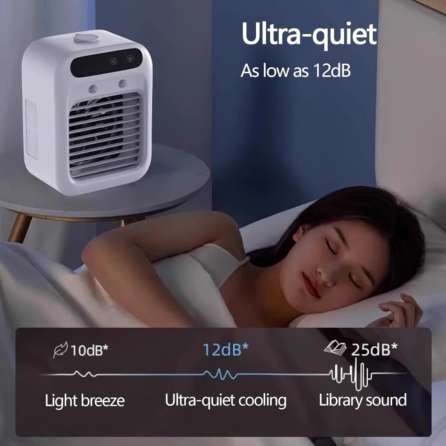 Mini Portable Air Conditioner for Bedroom with Water Tank Desk Air Conditioner for Office Quiet Small Cooling Fan for Room Garage Patio Camping